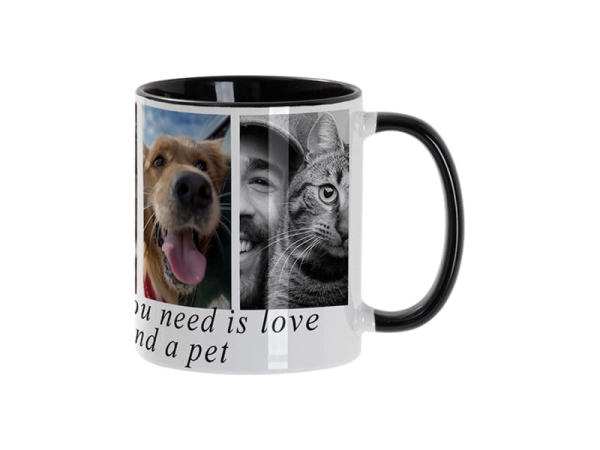 Кружка для сублимации, 330 мл, d=82 мм, стандарт А, белая, желтая внутри, желтая ручка