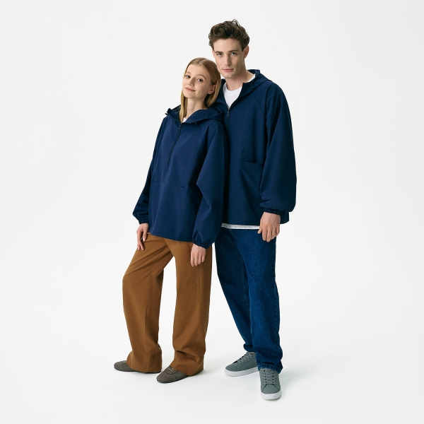Ветровка (анорак) оверсайз унисекс Риссман (Rissman), темно-синяя, размер XS/S