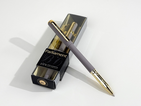 Ручка пластиковая шариковая "Parliament", 0,7 мм, синие чернила, серый/золотистый