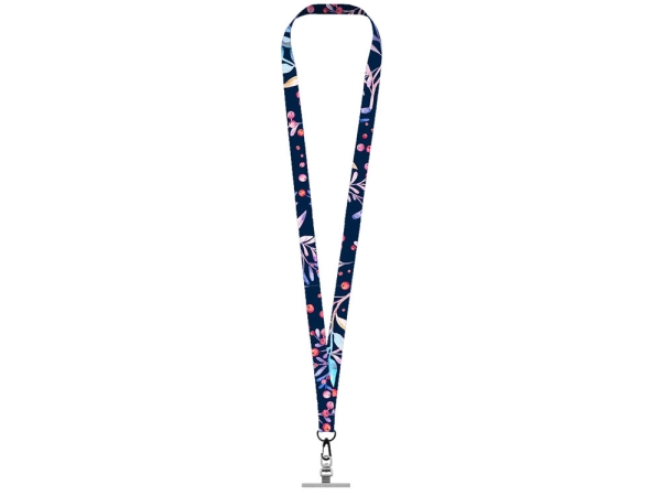 Ланъярд 2 см под сублимацию с трендовым карабином и металлическим держателем для телефона, черный