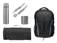 Набор с термосом, кружкой, пледом и рюкзаком, черный Набор с термосом, кружкой, пледом и рюкзаком, черный