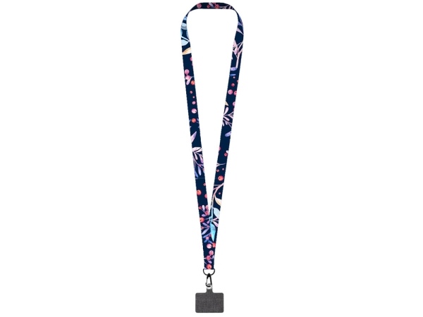 Ланъярд 2 см под сублимацию с трендовым карабином и большим держателем для телефона из ПЭ, черный