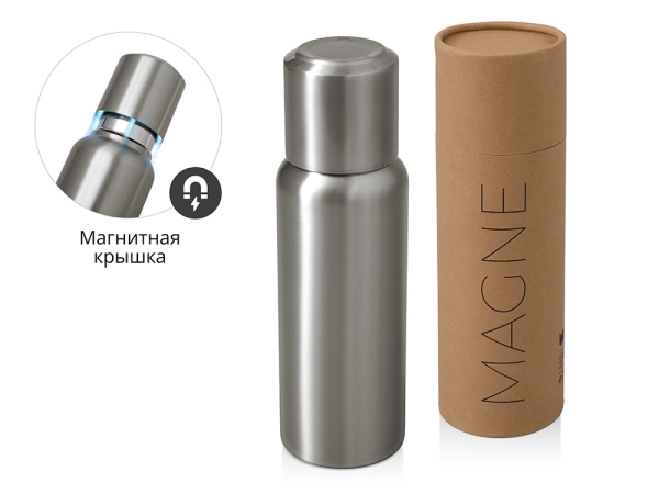 Вакуумный термос c магнитной крышкой "Magne", 500 мл, серебристый