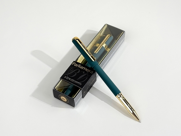 Ручка пластиковая шариковая "Parliament", 0,7 мм, синие чернила, зеленый/золотистый