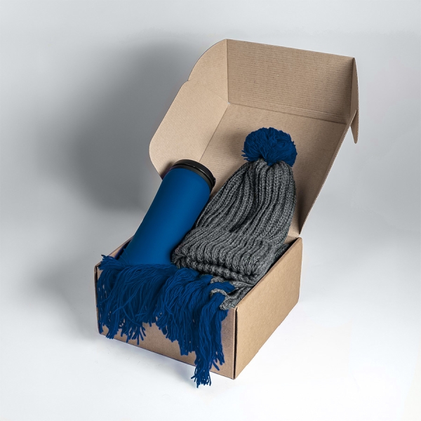 Набор подарочный COLD NIGHT: шарф и шапка, термокружка; красный