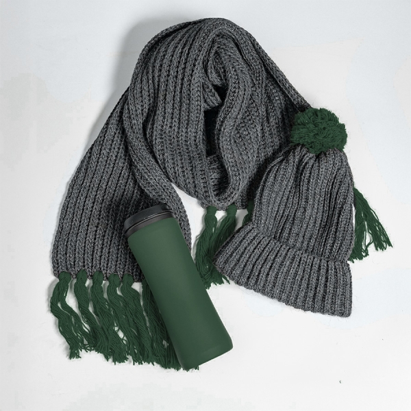 Набор подарочный COLD NIGHT: шарф и шапка, термокружка; красный