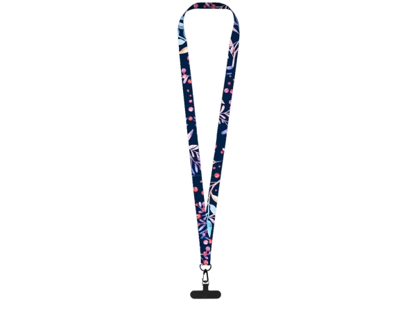 Ланъярд 2 см под сублимацию с трендовым карабином и узким держателем для телефона из ПЭ, черный