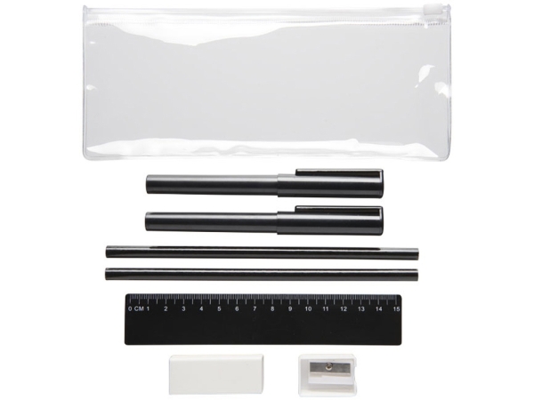 Набор «Mindy»: ручки шариковые, карандаши, линейка, точилка, ластик, черный