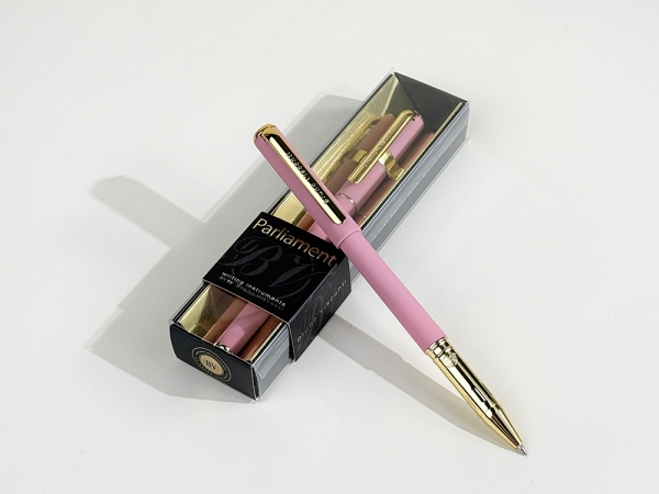 Ручка пластиковая шариковая "Parliament", 0,7 мм, синие чернила, розовый/золотистый