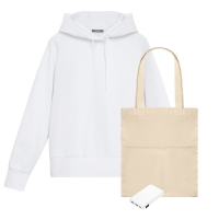 Набор с одеждой ALEX (худи, аккумулятор, шоппер), белый, M Набор с одеждой ALEX (худи, аккумулятор, шоппер), белый, M