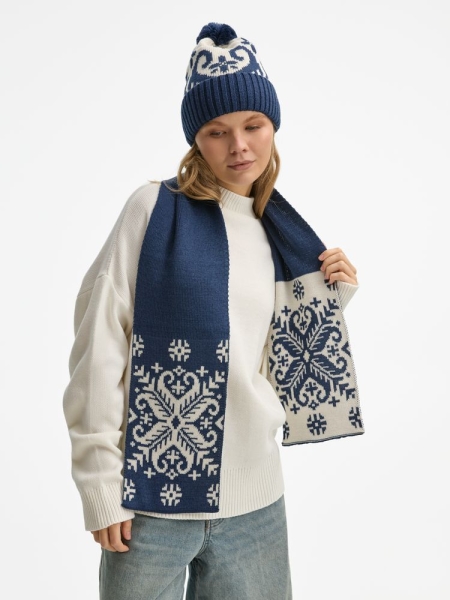 Шапка Wintertude, синяя с белым