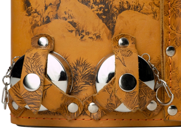 Набор «Подарочный»: фляга 511/2 (рыжая кожа), 2л+2 стаканчика+2 вилки