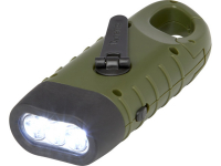 Динамо-фонарик Helios из переработанной пластмассы с солнечной батареей и карабином - Зеленый армейский Динамо-фонарик Helios из переработанной пластмассы с солнечной батареей и карабином - Зеленый армейский