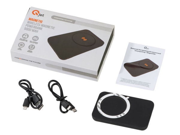 Магнитный беспроводной внешний аккумулятор "MagnetIQ", 5000 mah, 10 W, серый Cool gray 7C