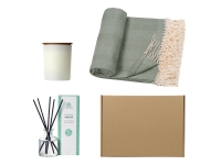 Подарочный набор с пледом, свечой и диффузором, оливковый Подарочный набор с пледом, свечой и диффузором, оливковый