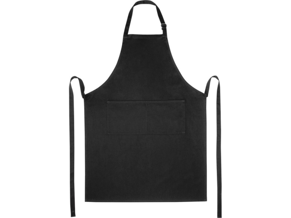 Фартук Andrea плотностью 240 г/м² с регулируемой завязкой на шее - сплошной черный