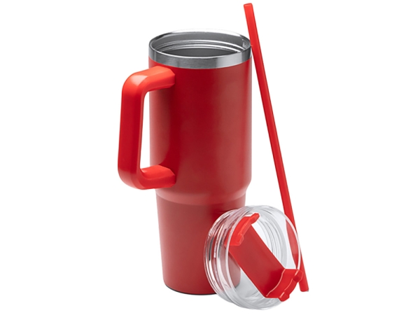 Термокружка «Крэнстон» с двойными стенками из переработанной нержавеющей стали, красный