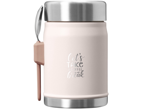 Банка для еды объемом 400 мл с ложкой-вилкой Stanley Legendary - Light pink