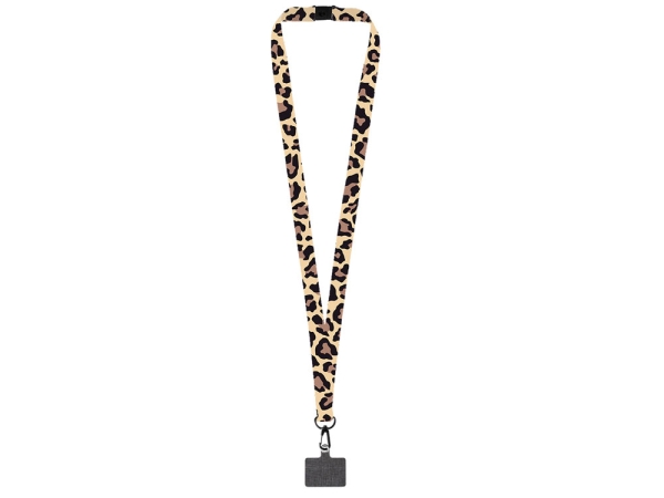 Ланъярд 2 см под сублимацию с трендовым карабином, замком обрыва и большим держателем для телефона из ПЭ, черный