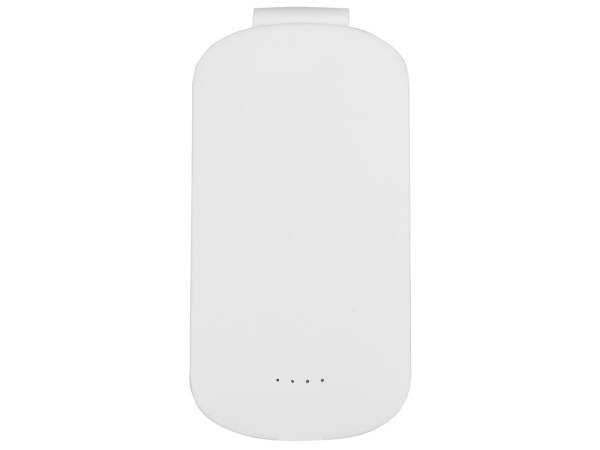 Портативное зарядное устройство "Pin" на 4000 mAh с большой площадью нанесения и клипом для крепления к одежде или сумке, белый