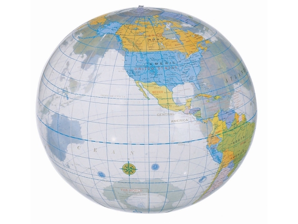 Мяч надувной пляжный Globe, разноцветный