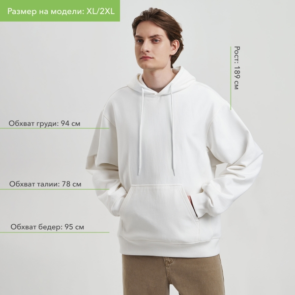 Худи релакс унисекс ADVENTURE, белый, размер M/L