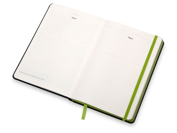 Бизнес блокнот "Bossy" с цветным срезом, твердая обложка, 128 листов, черный и зеленое яблоко