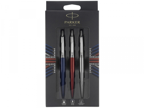 Набор Parker Jotter London Trio: гелевая ручка Red CT + шариковая ручка Blue CT + карандаш Stainless Steel CT