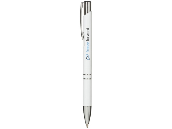 Алюминиевая шариковая кнопочная ручка Moneta, синие чернила, белый