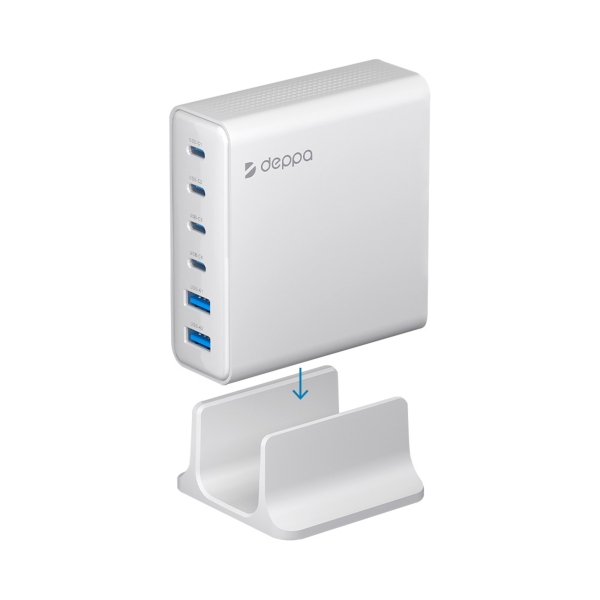 Зарядная станция 4xUSB Type-C, 2xUSB, PD, QC, 160Вт, белый, Deppa