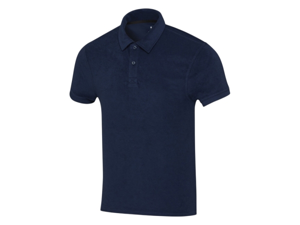 Рубашка поло унисекс "Akoya" из переработанного махрового материала - Темно - синий