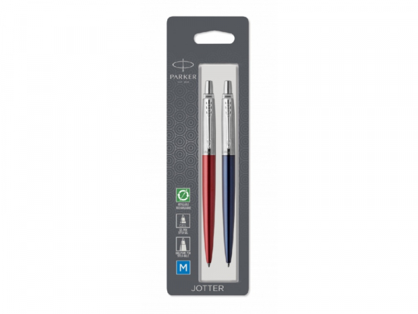 Набор из 2х ручек : Parker "Jotter London" Parker Jotter Essential, Kensington Red CT и Jotter Essential, Royal Blue CT, стержень: M