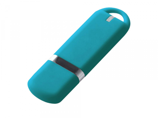 USB-флешка на 64 ГБ 3.0 USB, с покрытием soft-touch, голубой