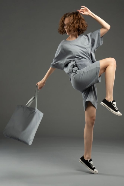 Шопер B4, серый с серыми ручками