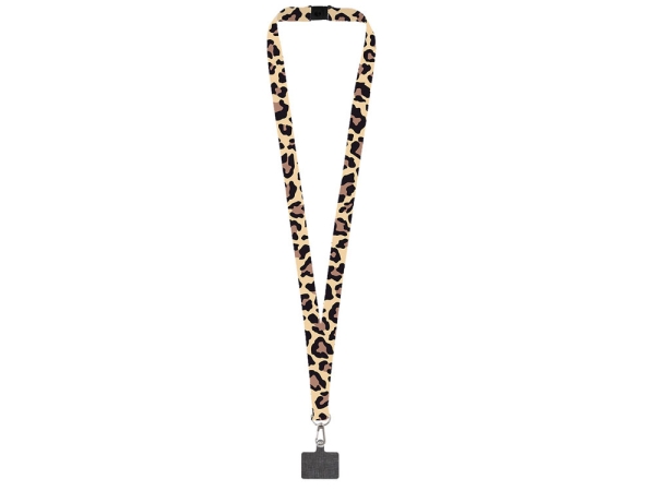 Ланъярд 2 см под сублимацию с трендовым карабином, замком обрыва и большим держателем для телефона из ПЭ, серебристый