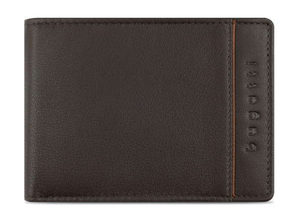 Портмоне BUGATTI Banda, с защитой данных RFID, коричневое, кожа/полиэстер, 12,5х2х9 см