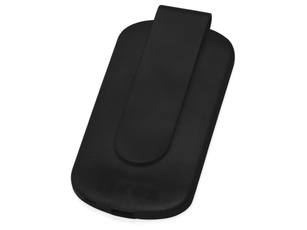 Портативное зарядное устройство "Pin" на 4000 mAh с большой площадью нанесения и клипом для крепления к одежде или сумке, черный