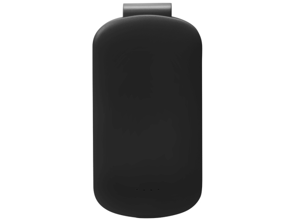 Портативное зарядное устройство "Pin" на 4000 mAh с большой площадью нанесения и клипом для крепления к одежде или сумке, черный