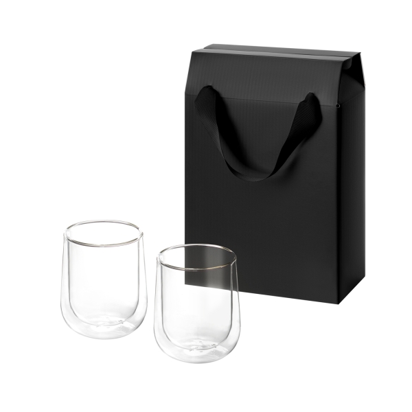 Подарочный набор 2 стеклянных стакана Lungo в коробке-пакете
