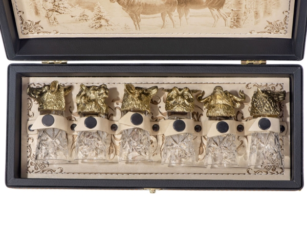 Подарочный набор "Русская охота", темно-коричневый/молочный