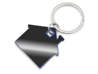 Металлический брелок с пластиковой цветной вставкой "SteelPop House", серебристый с синим Металлический брелок с пластиковой цветной вставкой "SteelPop House", серебристый с синим