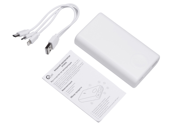 Внешний беспроводной аккумулятор 2-в-1 с функцией зарядки Apple Watch, QC/PD «AtomIQ», 10000 мАч, белый