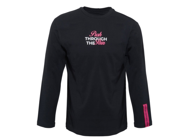 Лонгслив «HD Fit» мужской, черный, трафаретная печать и бренд тайп