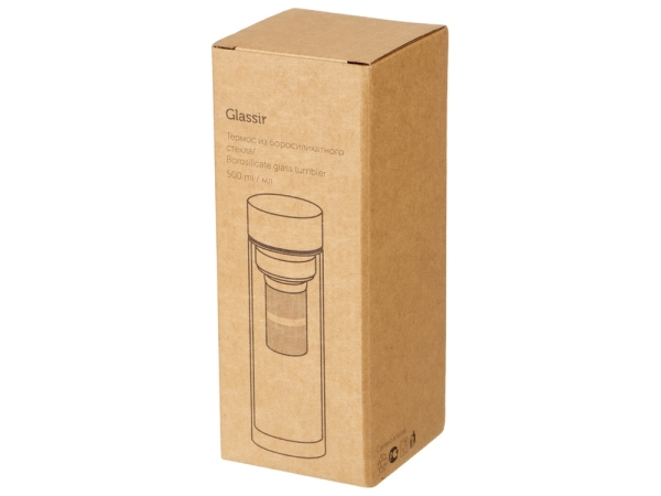 Стеклянная термобутылка "Glassir", 500мл, черный