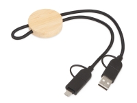 Универсальный зарядный кабель из переработанных ПЭТ и ТПЕ «Acalypha», быстрая зарядка 25 Вт, черный Универсальный зарядный кабель из переработанных ПЭТ и ТПЕ «Acalypha», быстрая зарядка 25 Вт, черный