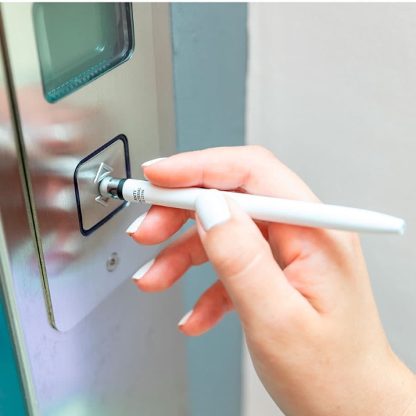 Шариковая ручка со стилусом VERNE, белый,  антибактериальный пластик