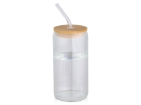 Ёмкость Mirage из боросиликатного стекла объемом 500 мл с одинарными стенками и крышкой из бамбука - Прозрачный