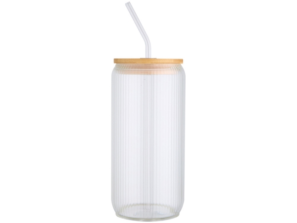 Ёмкость Mirage из боросиликатного стекла объемом 500 мл с одинарными стенками и крышкой из бамбука - Прозрачный