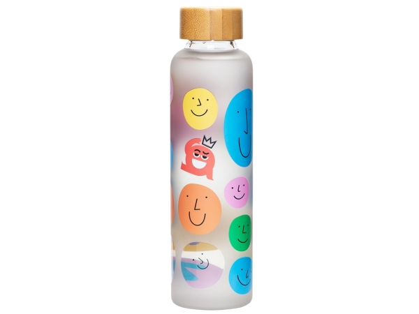 Стеклянная бутылка с бамбуковой крышкой «Foggy», 600мл, серый Cool gray 7C (УФ- печать)