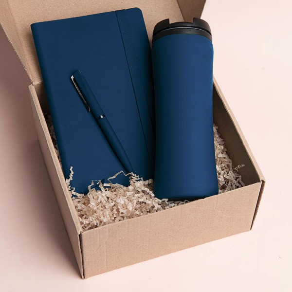 Набор подарочный OFFICEKIT: термос, ежедневник, ручка,  стружка, коробка, зелёный